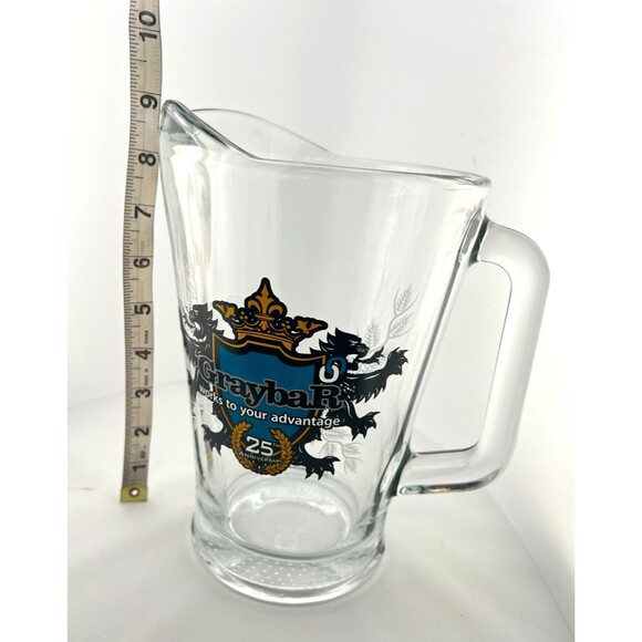 Vtg GraybaR Electric Glass Beer Pitcher Shield Coat of Arms 25th Anniversary - Picture 9 of 10